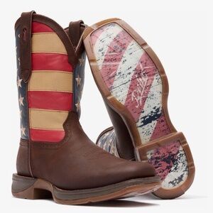Durango Rebel Brown Men’s 12” American Flag Western Cowboy Boots NWOB Size 8.5D